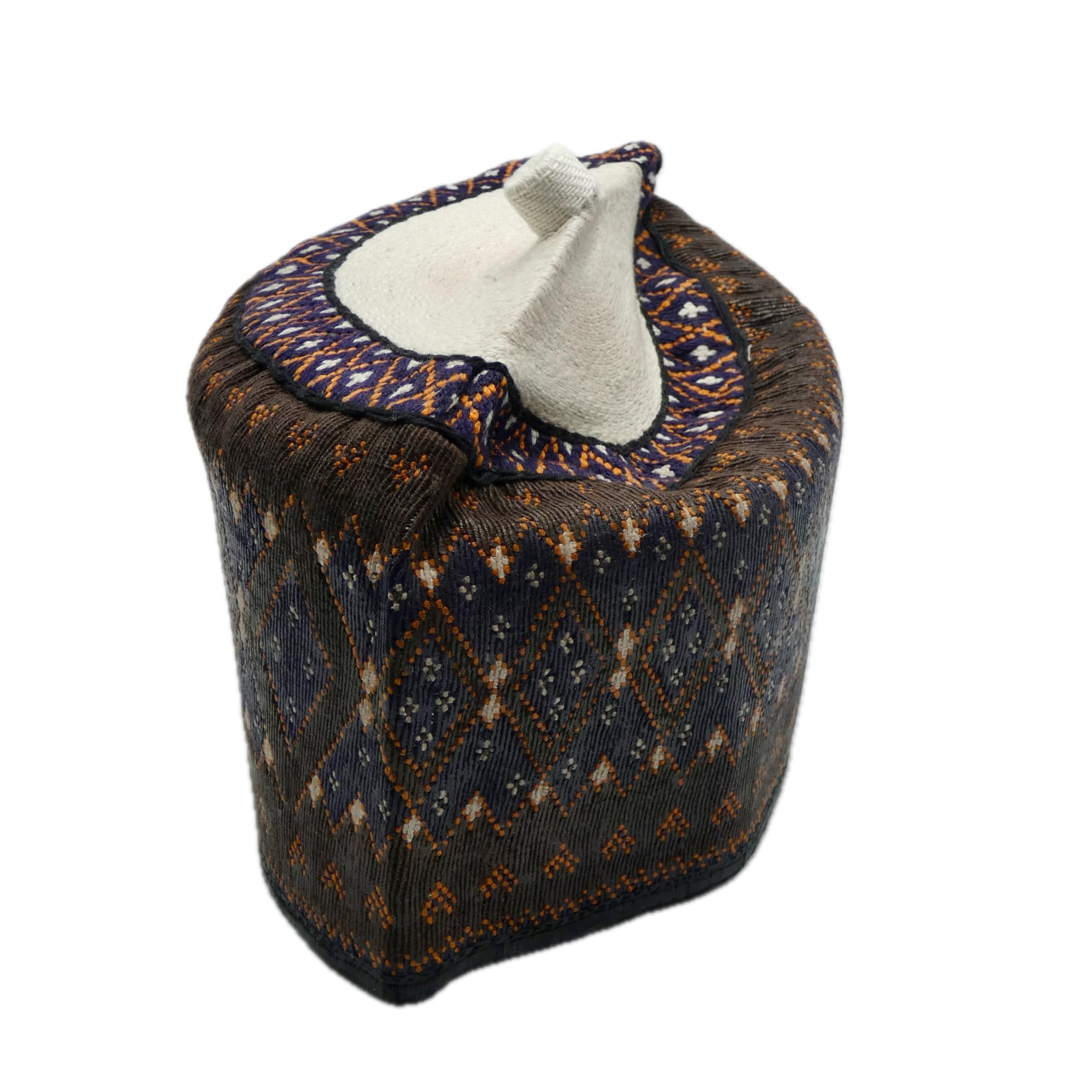 Navy & Orange Hausa Hula Cap 031