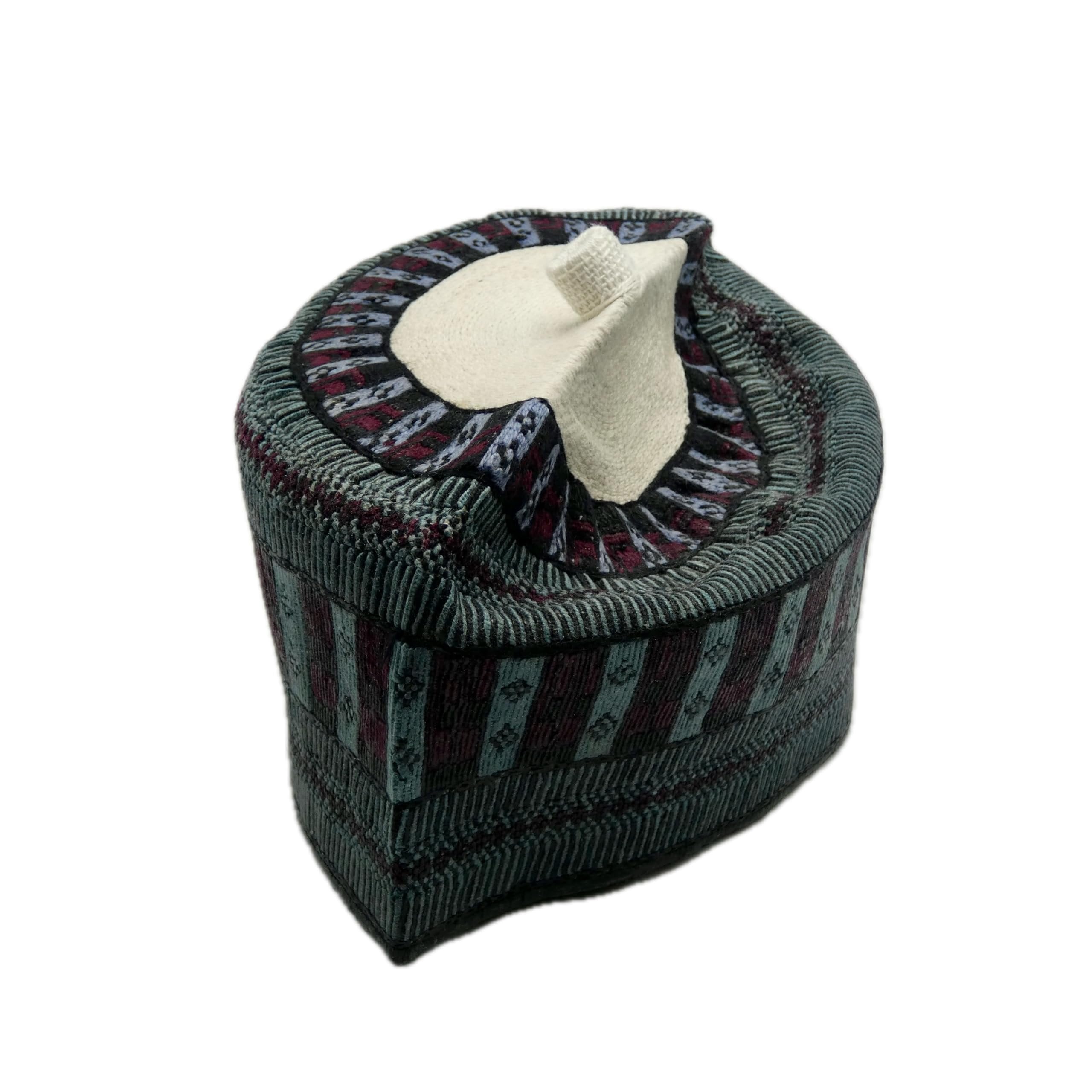 Grey & Maroon Hausa Hula Cap 013