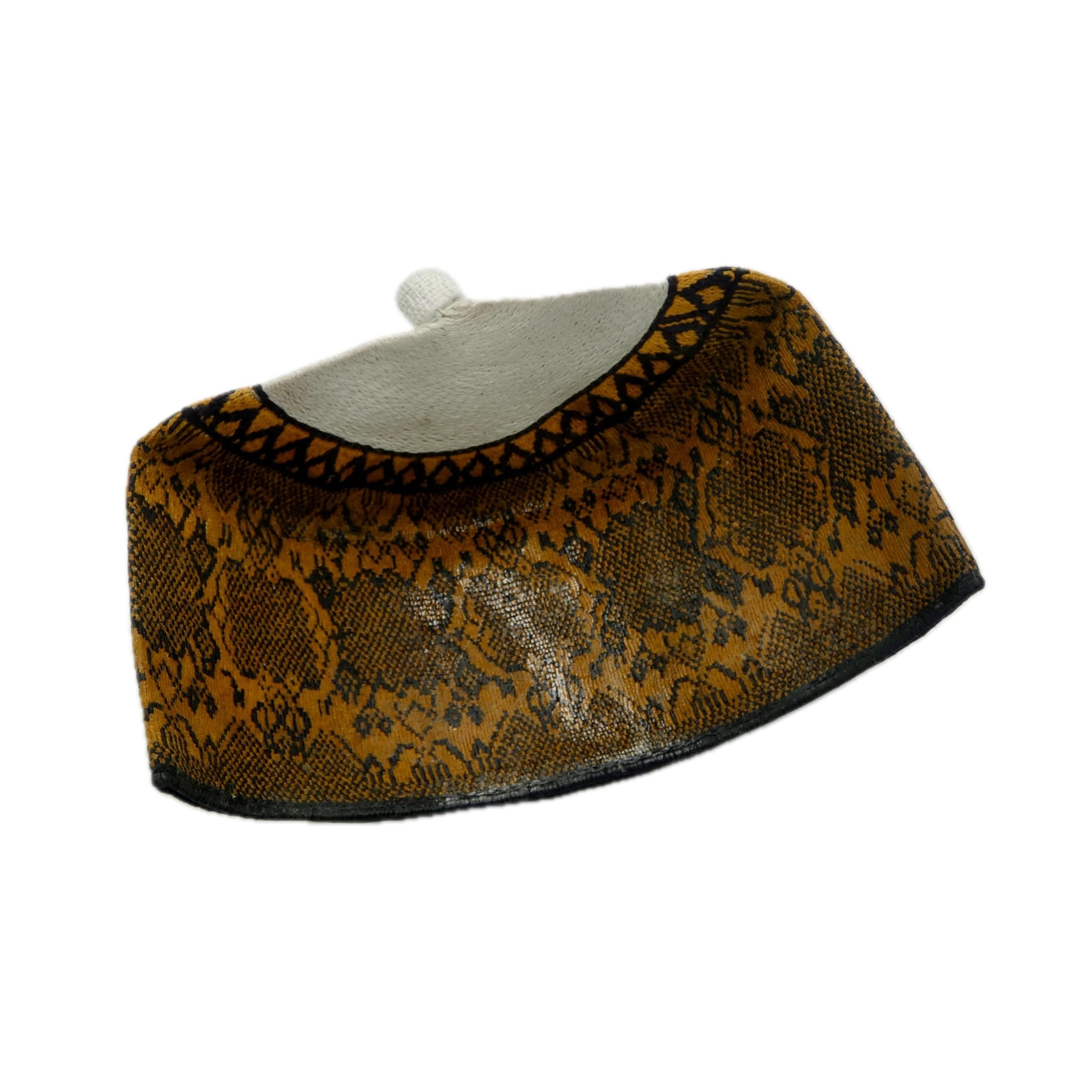 Mustard & Black Hausa Hula Cap 008