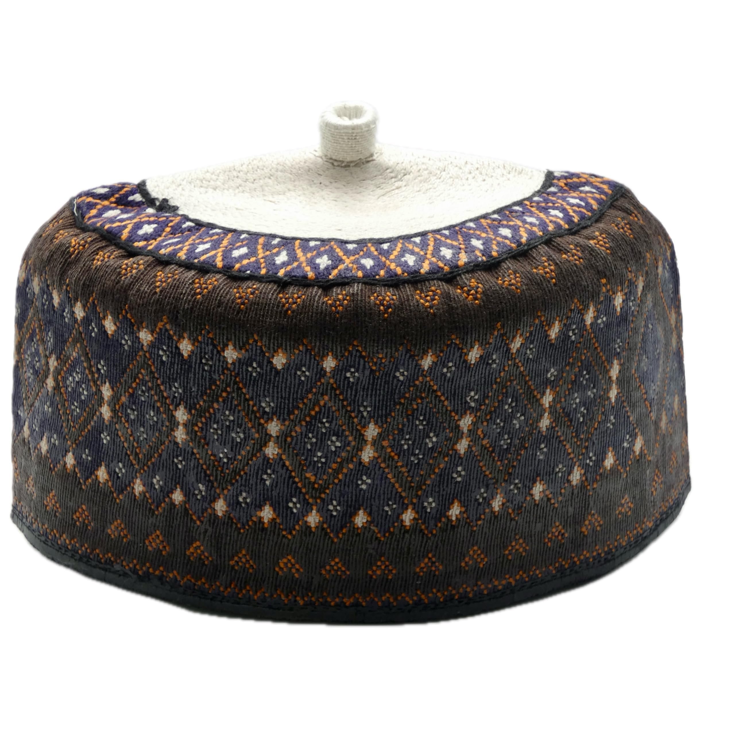 Hausa Hula Cap – Navy & Orange 031