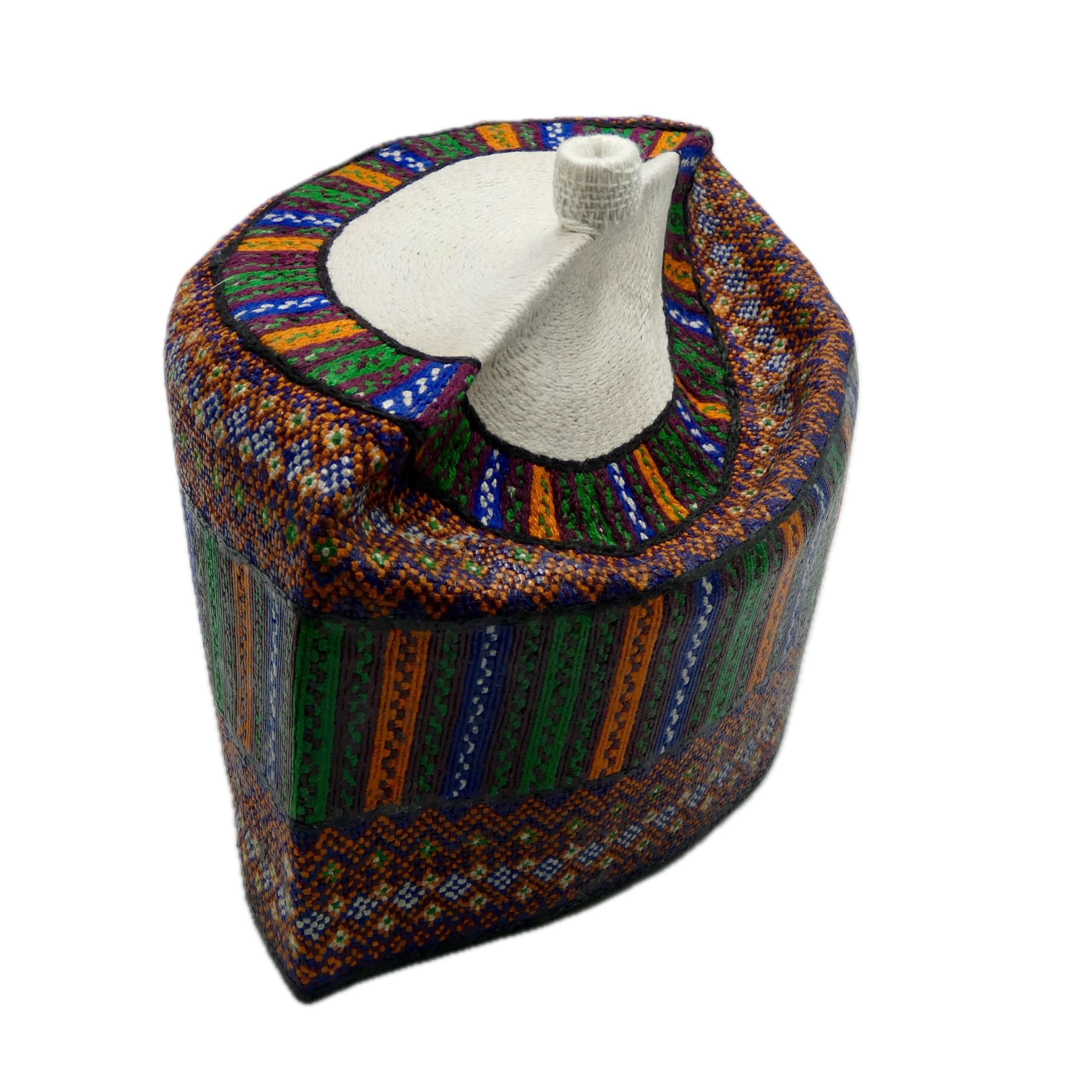 Multicolour Green & Orange Hausa Hula Cap 021