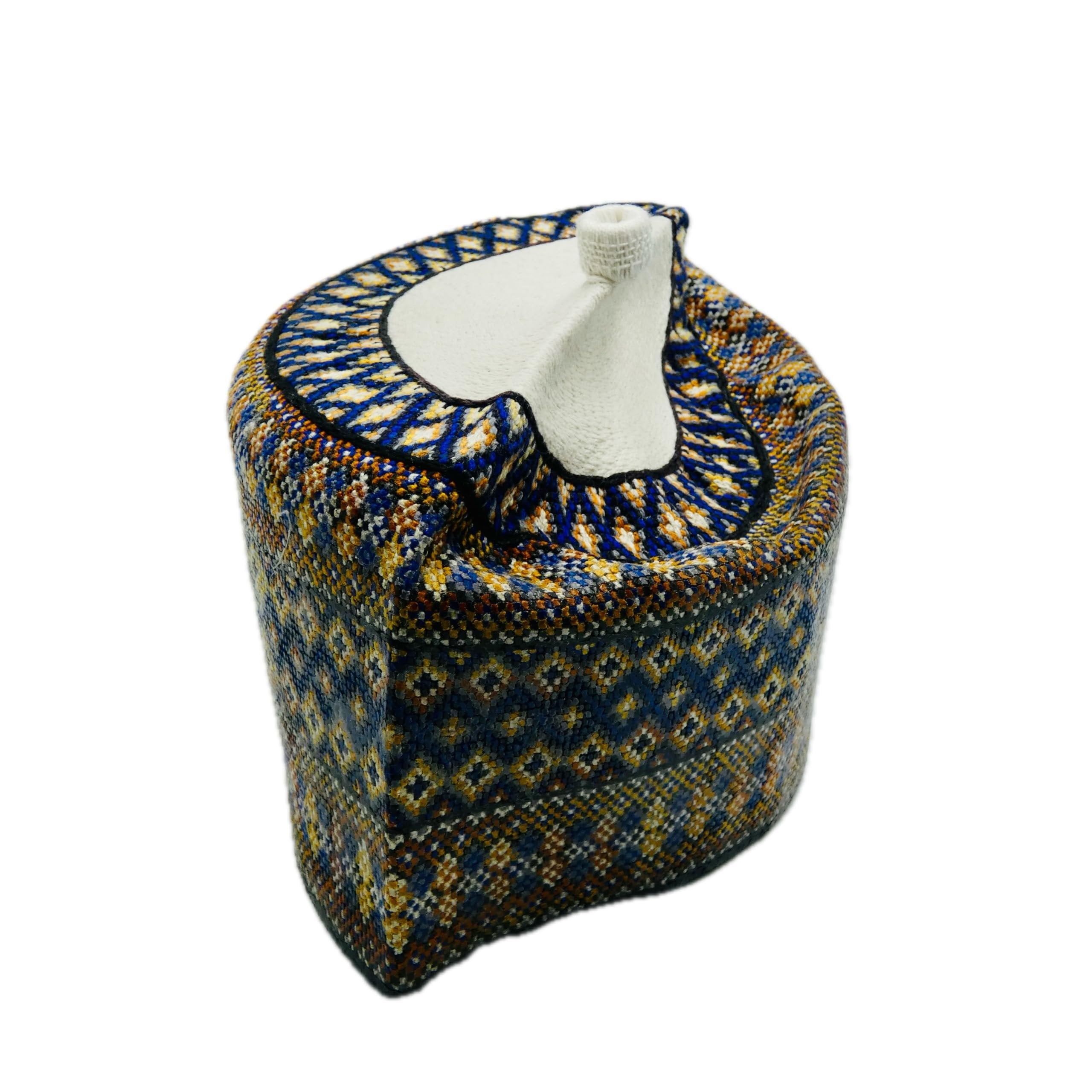 Blue & Yellow Hausa Hula Cap 017